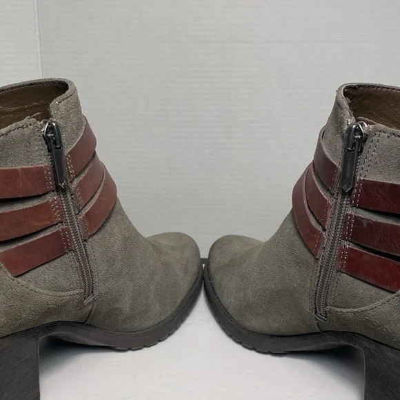 Sam Edelman Hannah Gray Suede Ankle Boots with Brown Double Belt – Size 9.5 - Picture 5 of 9